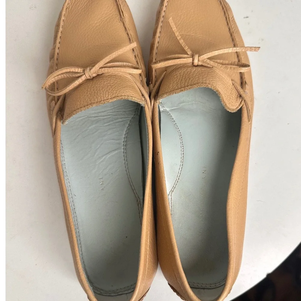 Antonio Melani Stockton Cocoa‎ Creme Leather Driving Loafers Sz 8 Preppy Comfort